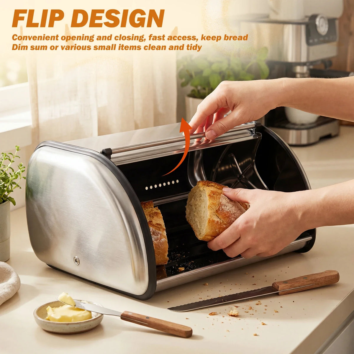 Stainless Steel Bread Box Large Capacity Bread Storage