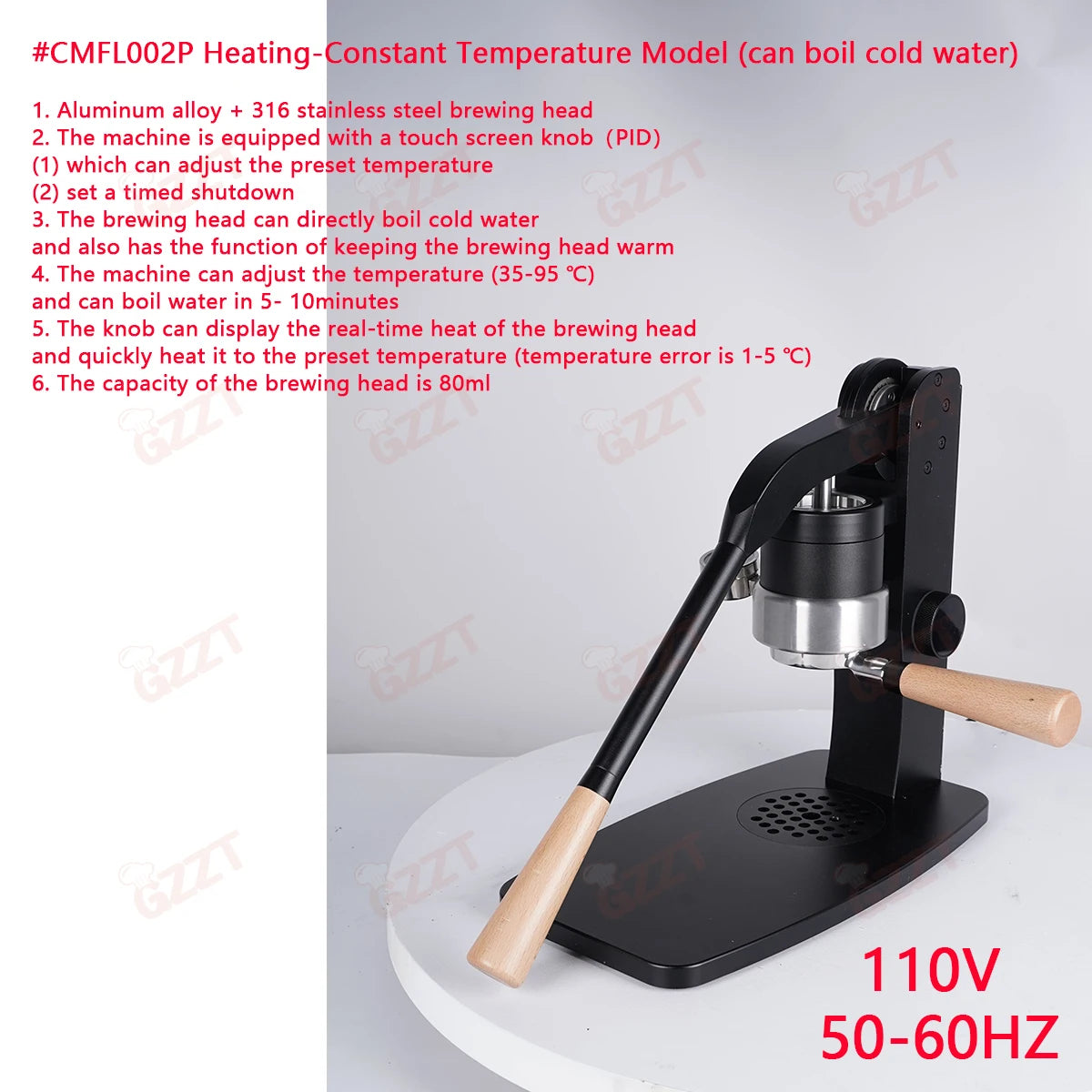 Gzzt Cmfl002 58mm Lever Espresso Machine Pid35-95 Adjustable