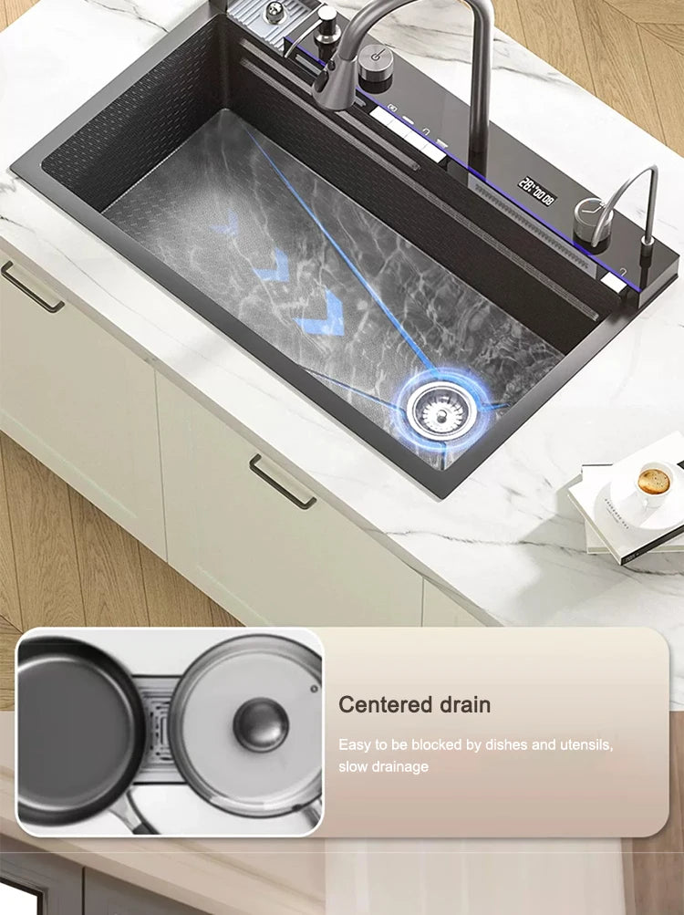 Sink Stainless Steel Waterfall Sinks Extra Large Slot