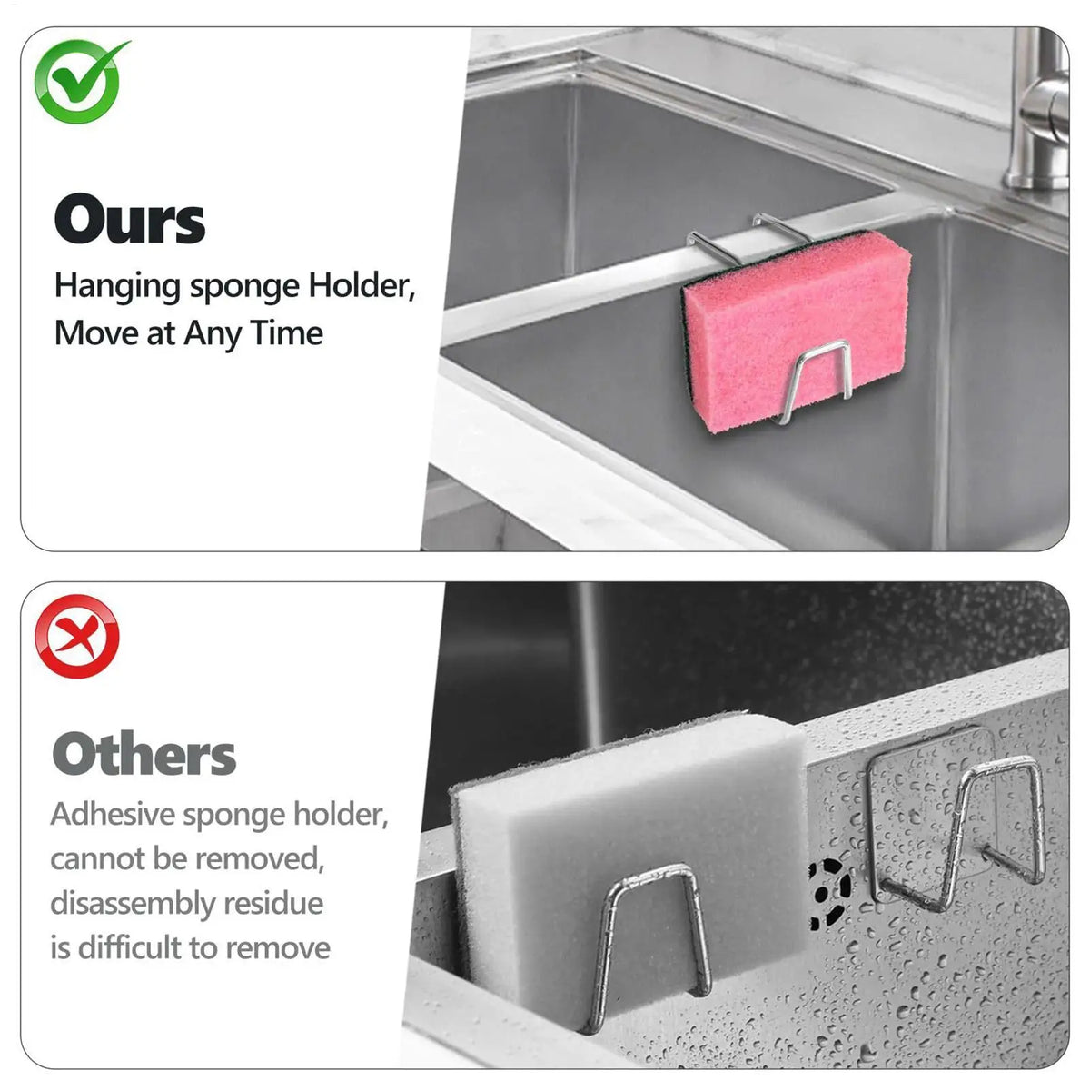 Dish Sink Sponge Holder Stainless Steel Quick Draining