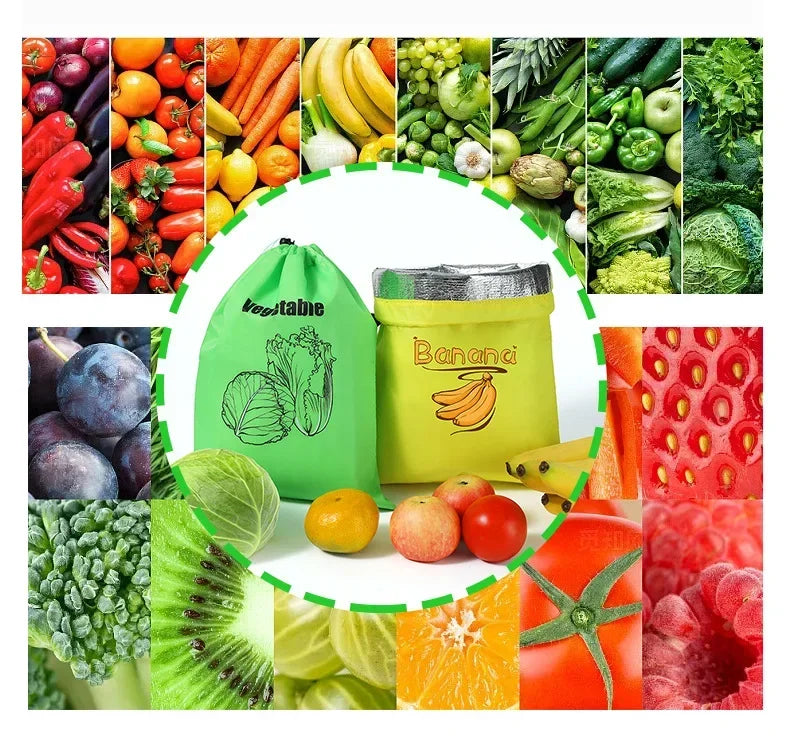 Reusable Banana Freshness Storage Bag Aluminum Foil Drawstring