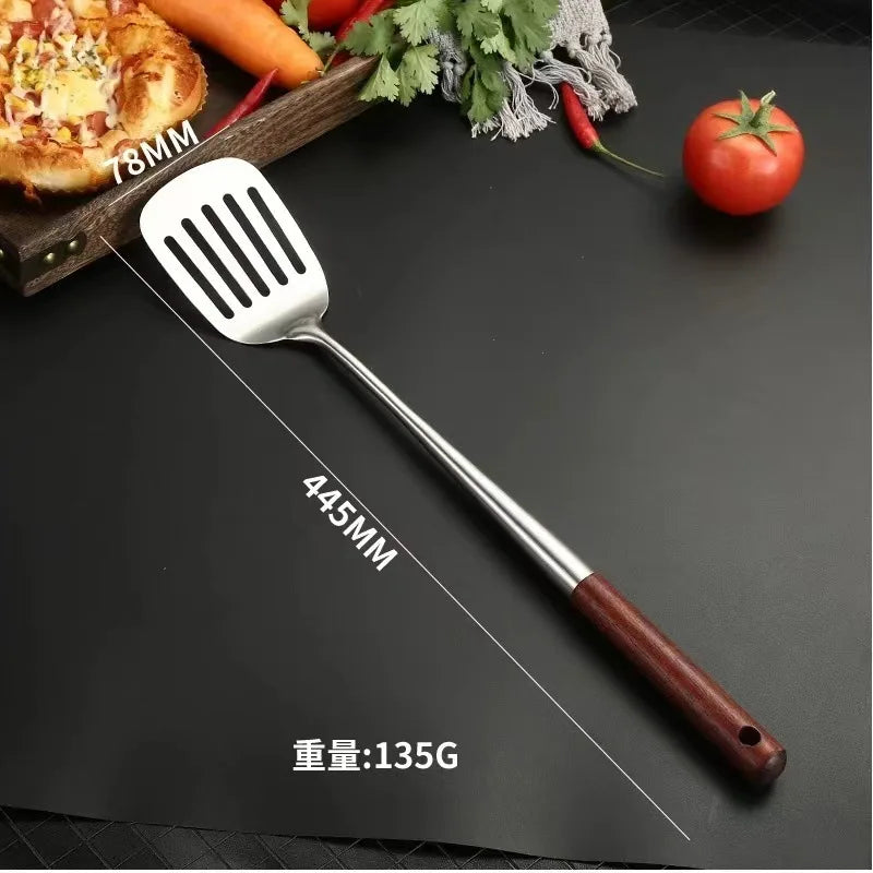 4/2pcs Long Handle Stainless Steel Wok Spatula Slotted