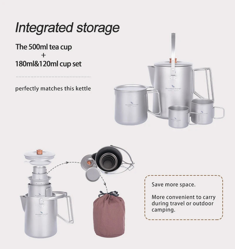 Boundless Voyage 5l Titanium Kettle Camping Coffee 500ml