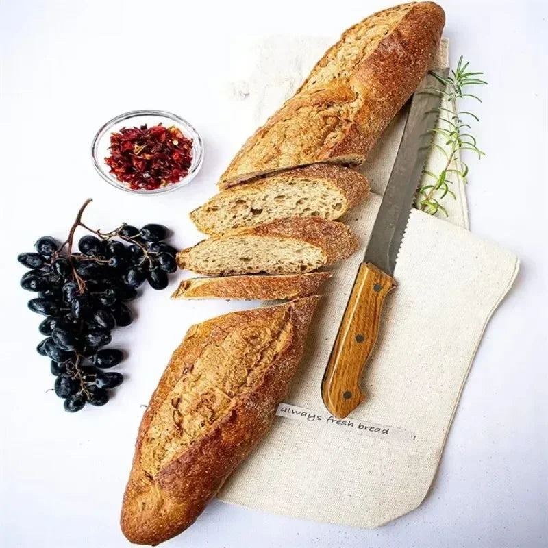 Linen Bread Bags Reusable Homemade Drawstring Loaf Bag