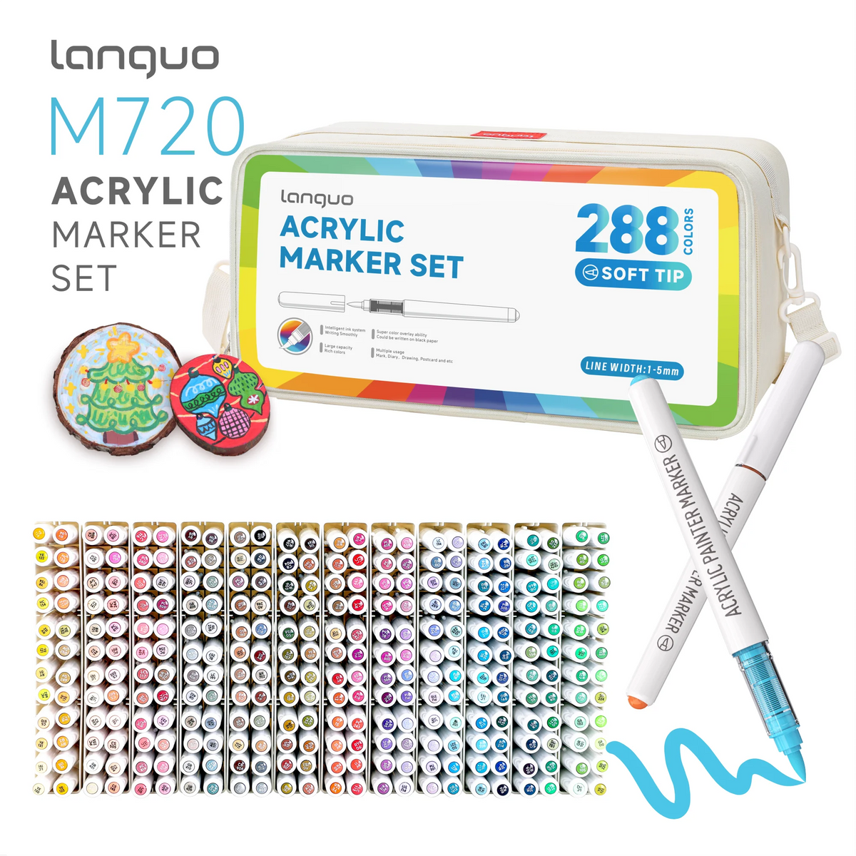 Languo 45-171 Colors Soft Brush Acrylic Marker Pen