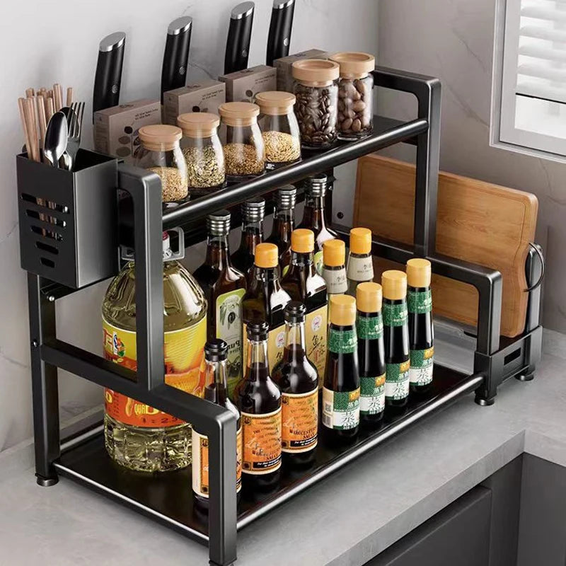 2-3 Tier Adjustable Metal Spice Rack Storage Box