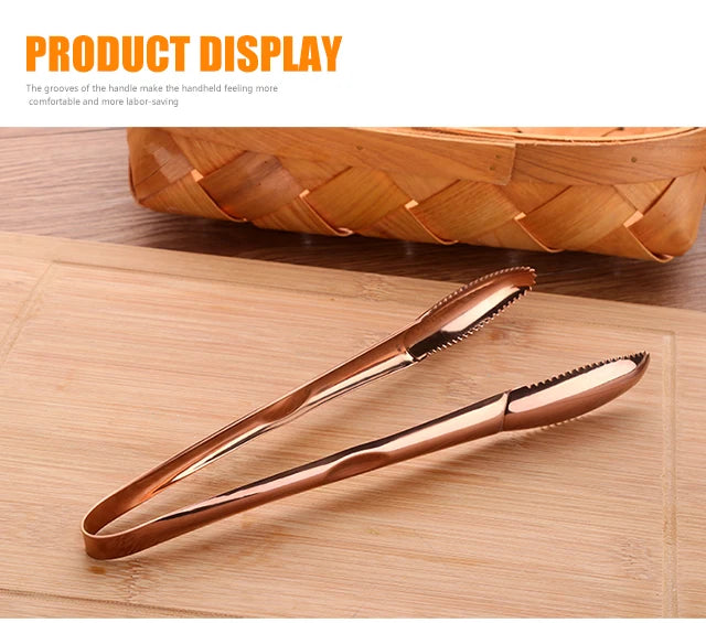 1/2pcs Ice Tongs Stainless Steel Gold Bbq Tong