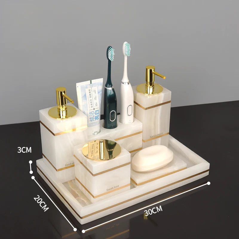 White Onyx Natural Marble Bathroom Gold Luxury Soap