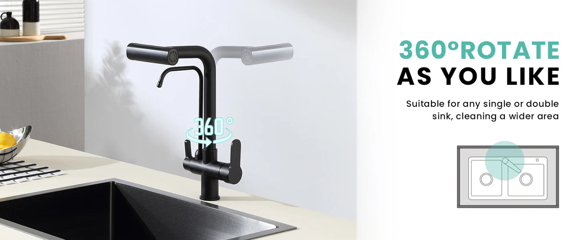 Way Pure Water Filter Faucets Black Pull Out