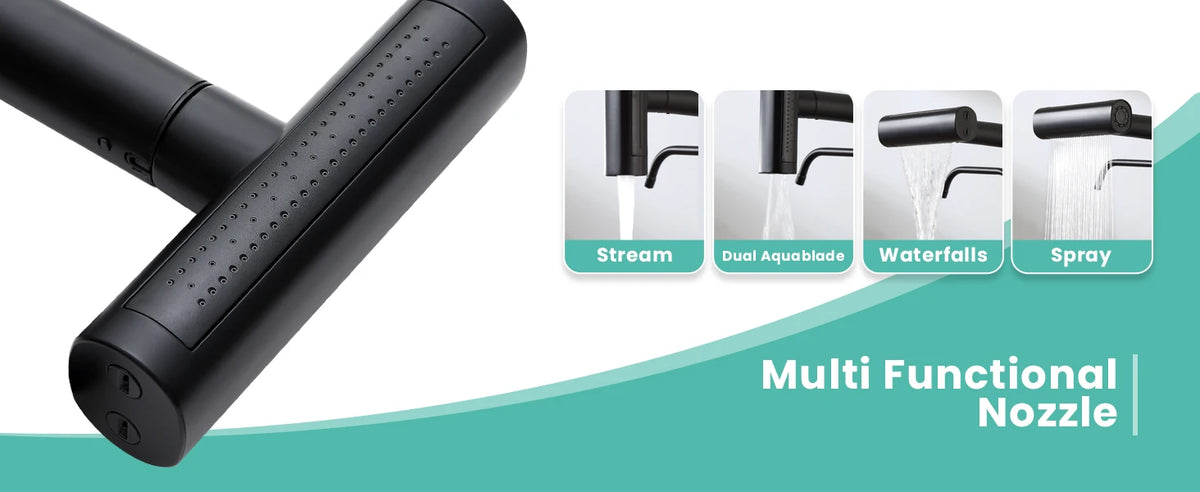 Way Pure Water Filter Faucets Black Pull Out