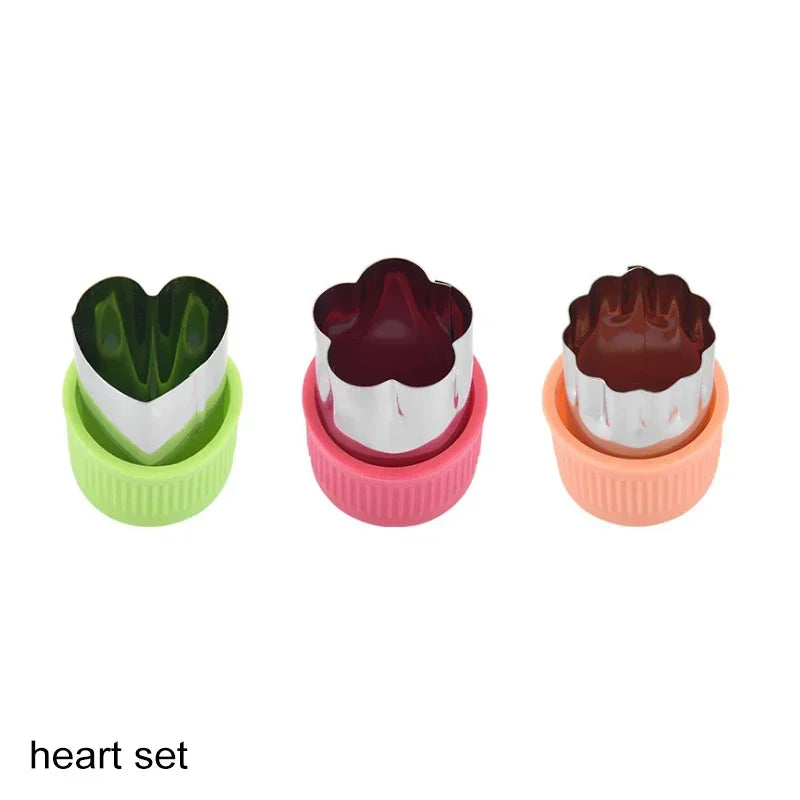 3/12pcs Star Heart Shape Vegetables Cutter Plastic Handle