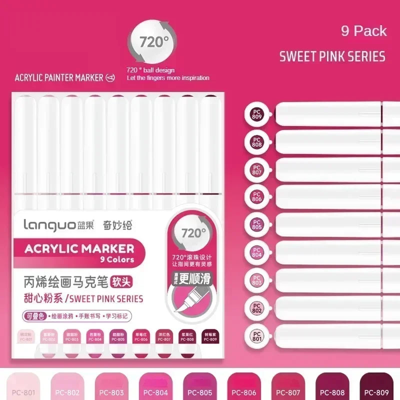 Languo 240/9 Colors Direct Liquid Acrylic Paint Pens