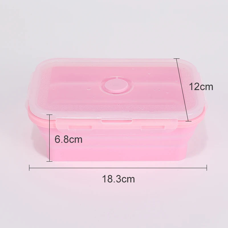 Size Choose Silicone Rectangle Lunch Box Collapsible Bento