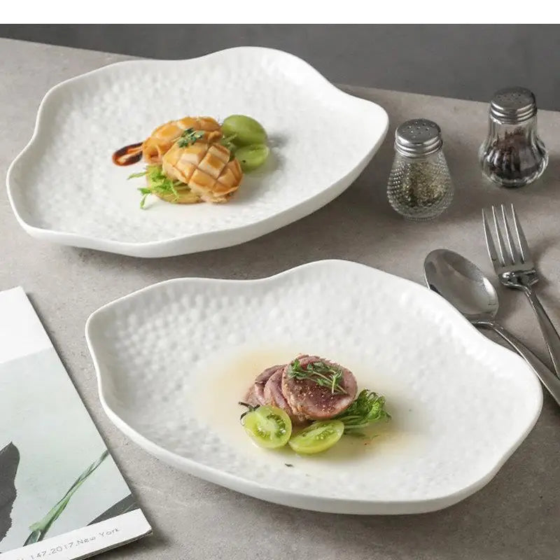 Ceramic Cooking Dishes Pasta Steak Plates Irregular Shape