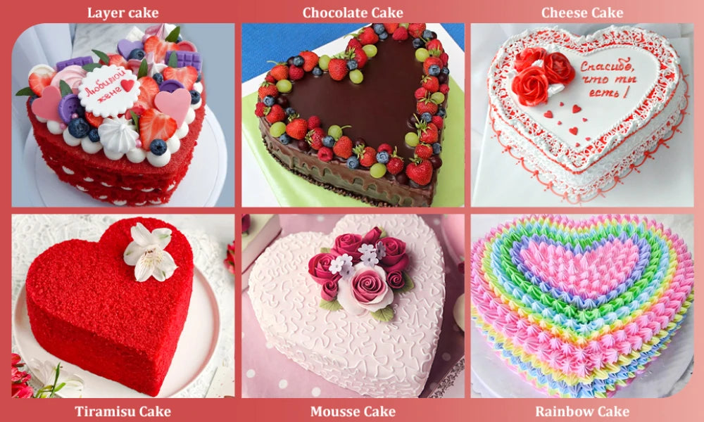 Silicone Heart Shaped Cake Pans Nonstick Reusable Round