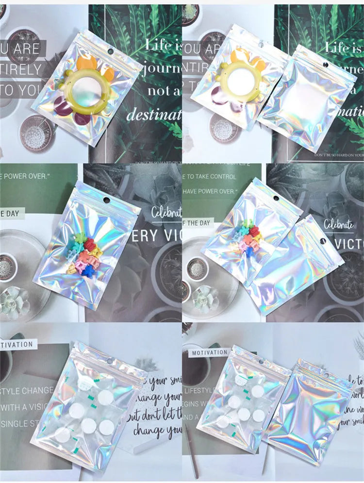 200pcs Resealable Translucent Holographic Storage Bag Hologram