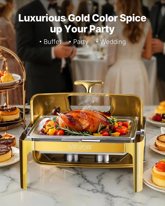 Succebuy 9qt Roll Top Chafing Dish Buffet Stainless
