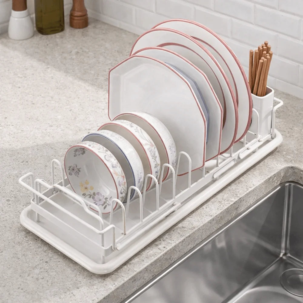 Non-Slip Expandable Dish Drying Rack Large Capacity Draining