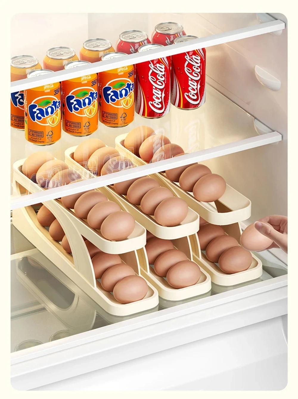 Automatic Rolling Double-Layer Egg Dispenser Egg Holder Dispenser