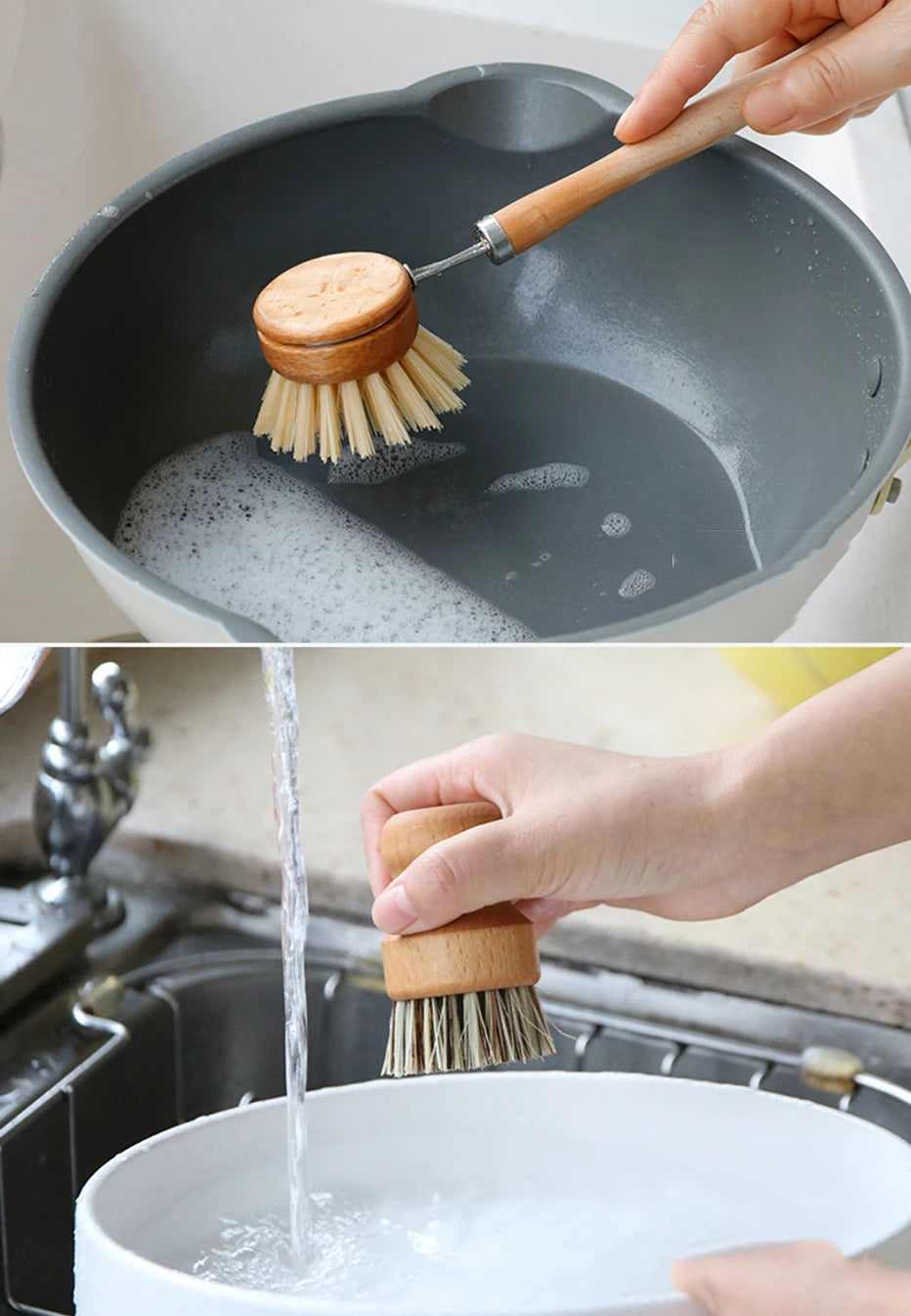 Bamboo Cleaning Brush Natural Dishes Pots Pans Sink