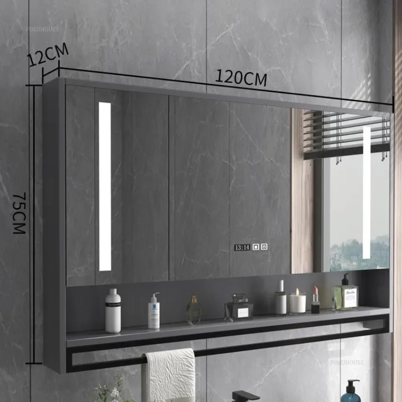 Smart Bathroom Mirror Cabinets Wall-Mounted Backlight Anti-Fog