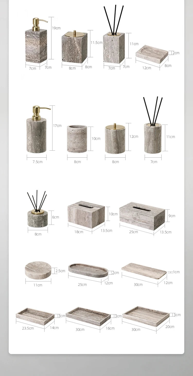 Grigio Travertino Bathroom Sets Vintage Marble Soap Holder