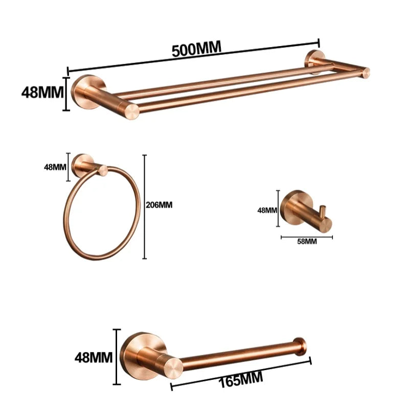 Brushed Rose Gold Stainless Steel Wall-Mounted Bathroom -Towel