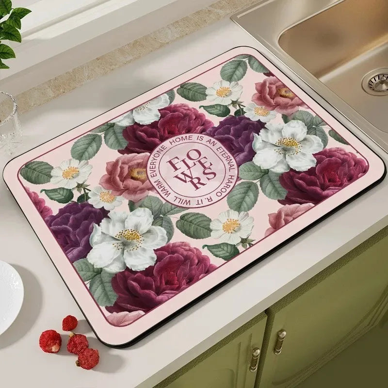 Drain Mat Dining Table Absorbent Mat Tableware Quick-Drying