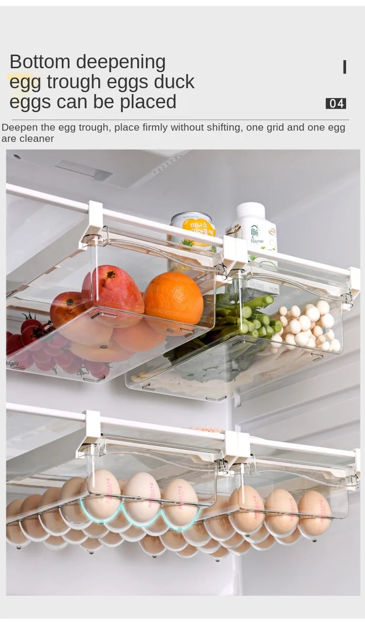 Fridge Organizer Fruit Egg Refrigerator Storage Rack Under-Shelf