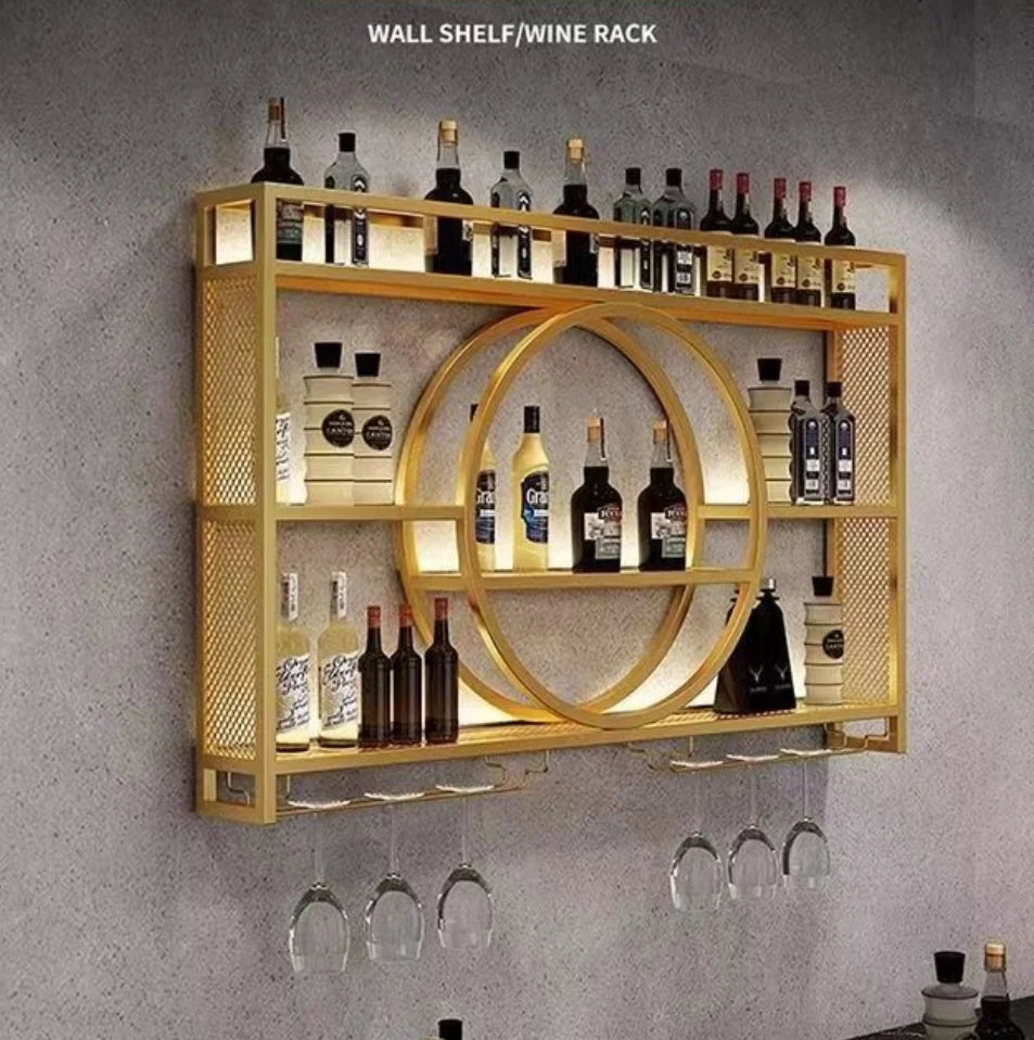 Modern Wall Mount Wine Rack Holder Glass Storage