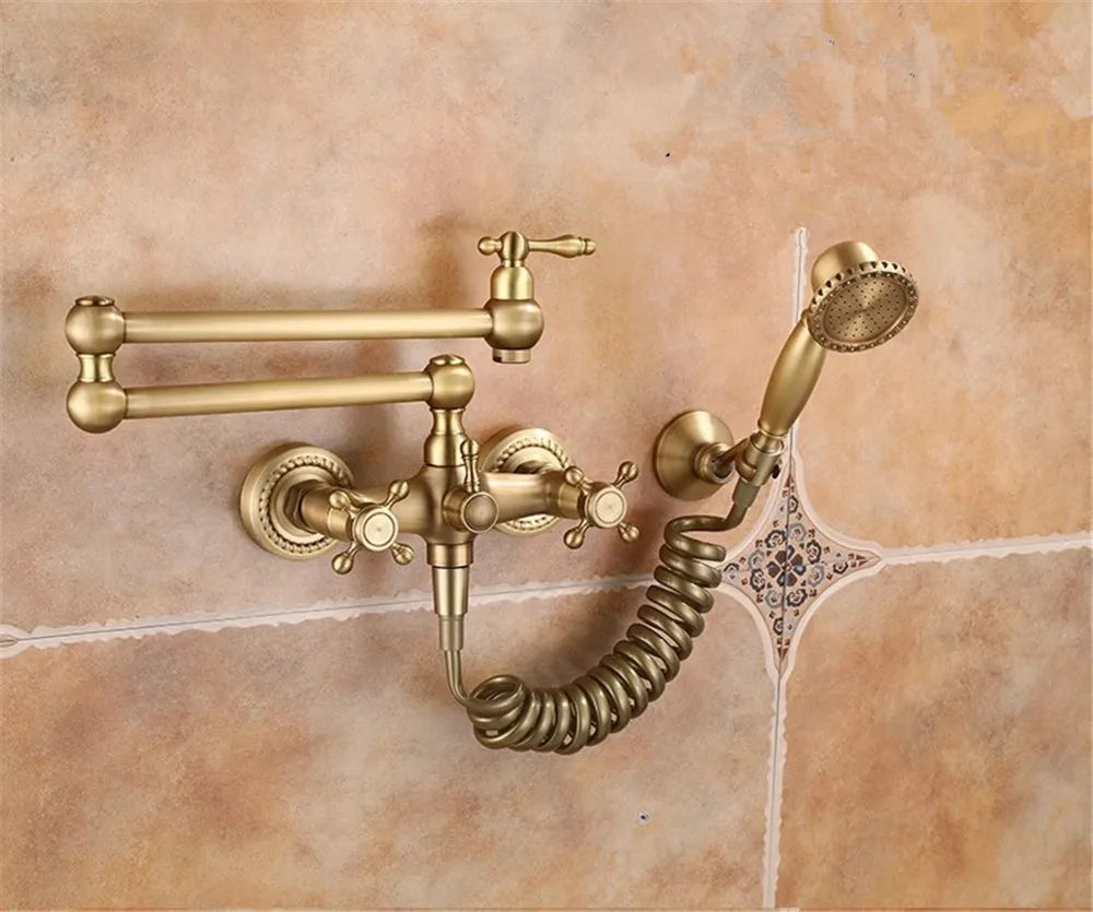 Wall Mounted Foldable Faucet Antique Bronze Pot Filler