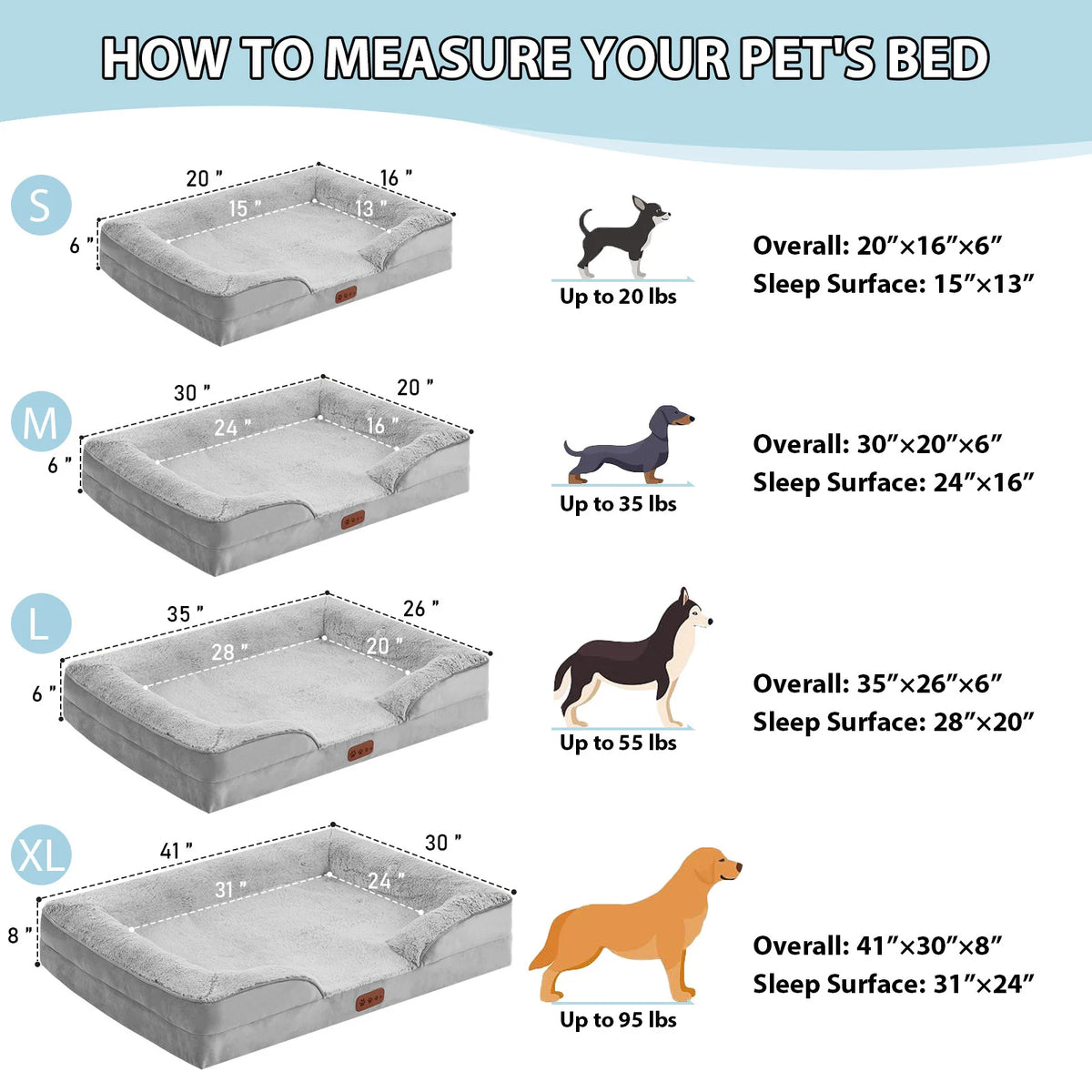 Orthopedic Memory Sponge Dog Bed Universal C-Type Armrest