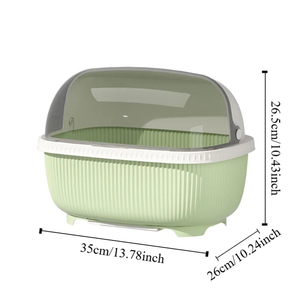Large Capacity Dish Drainer Roof Cover Plastic Dustproof