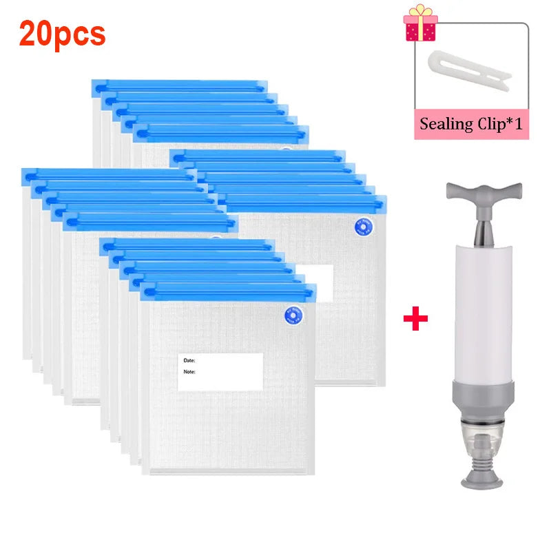20/10pcs Reusable Vacuum Sealer Bag Air Valve Pump