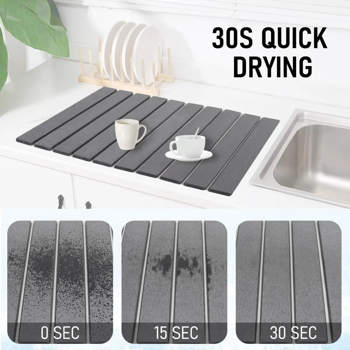 Large Stone Dish Drying Mats Counter Quick Dry
