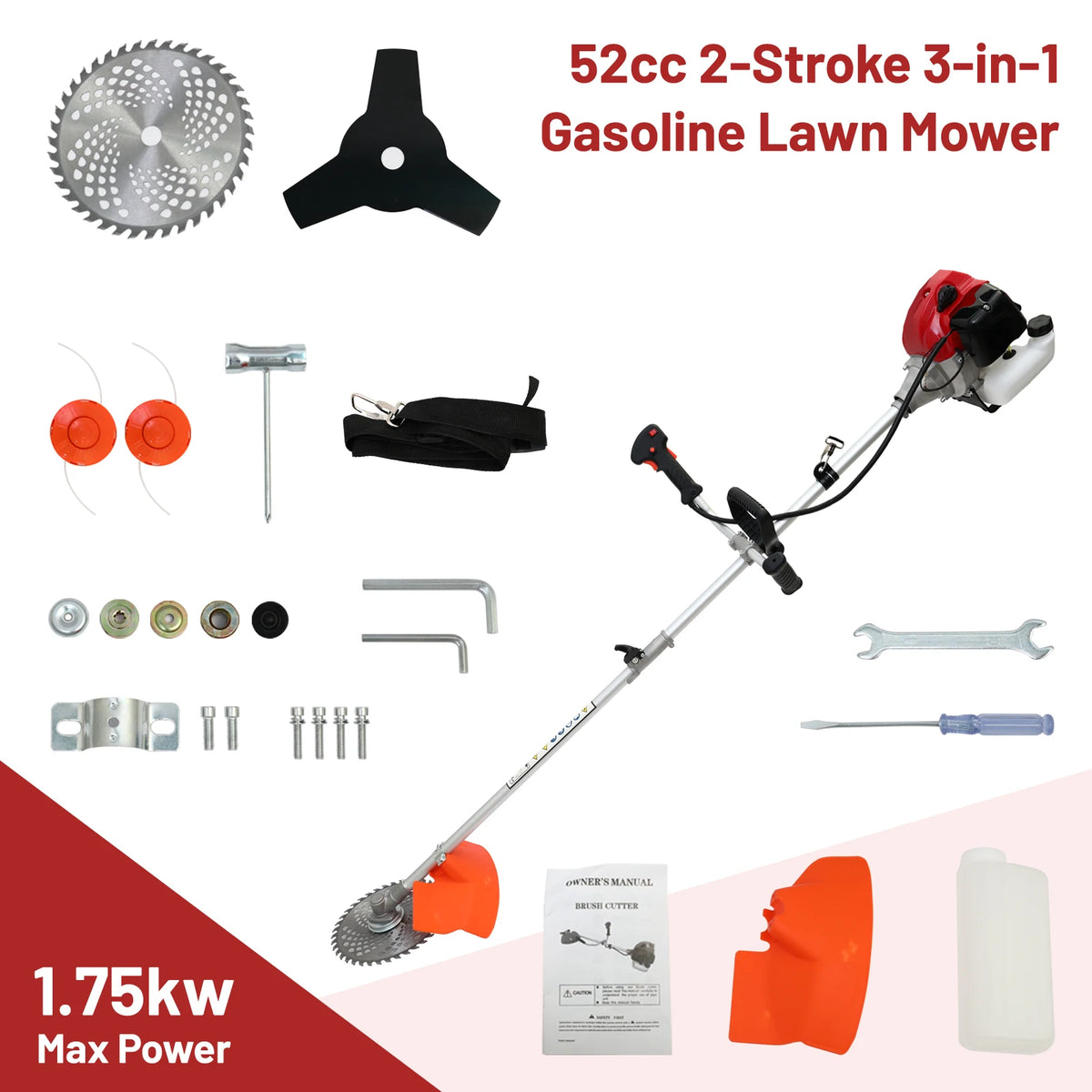 52cc Weed Wacker 2-Stroke Gas Grass Trimmer 4-In-1