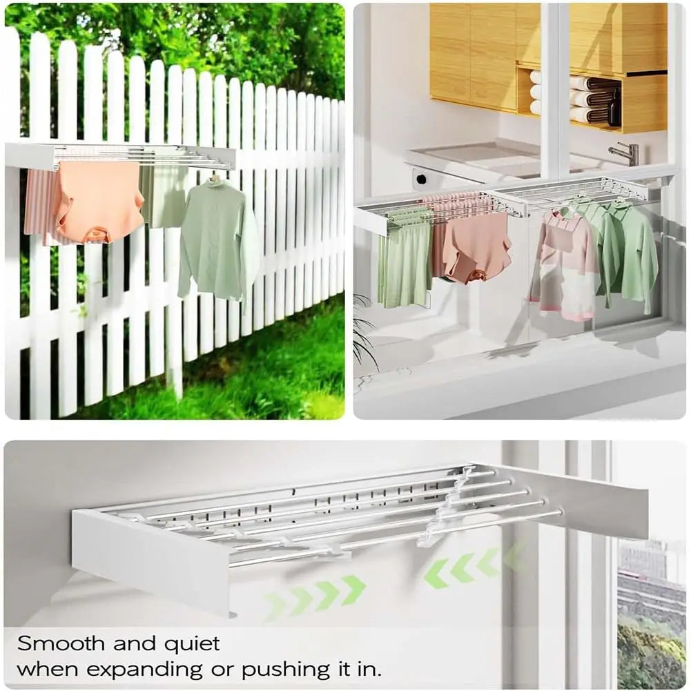 Wall Mounted Folding Clothes Drying Rack 5/6 Collapsible