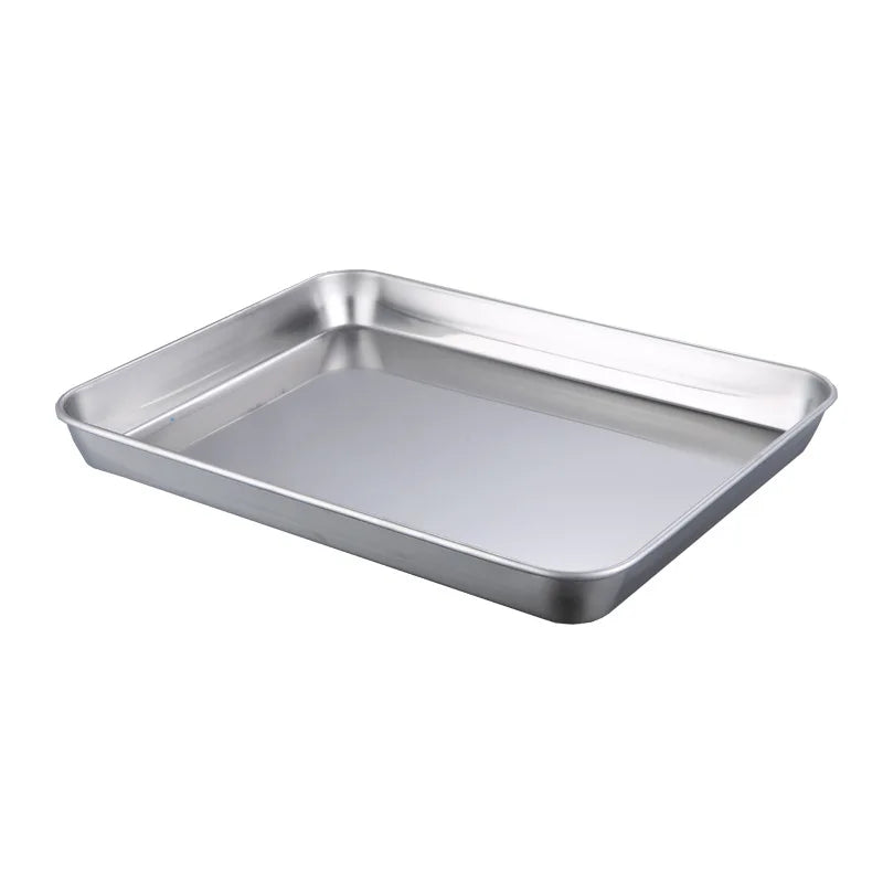 1pc Stainless Steel Vermicelli Dish Thickened Rectangular Flat
