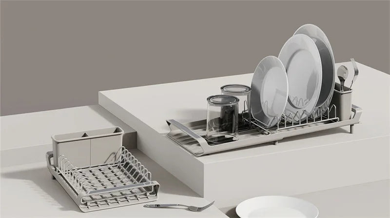 1pcs Expandable Small Dish Organizer Shelf Drying Counter