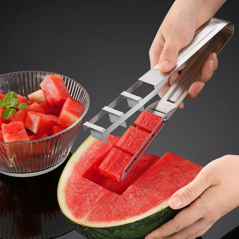 Watermelon Slicer Cut Pieces Stainless Steel Wooden-Handled Knife