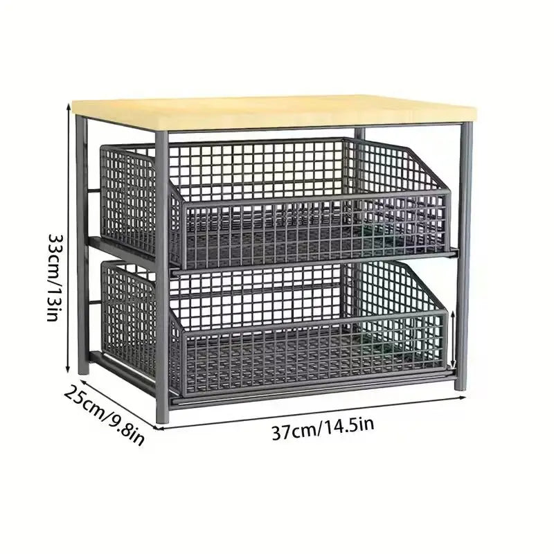 1pc Space-Saving Countertop Organizer Drawer Metal Basket -