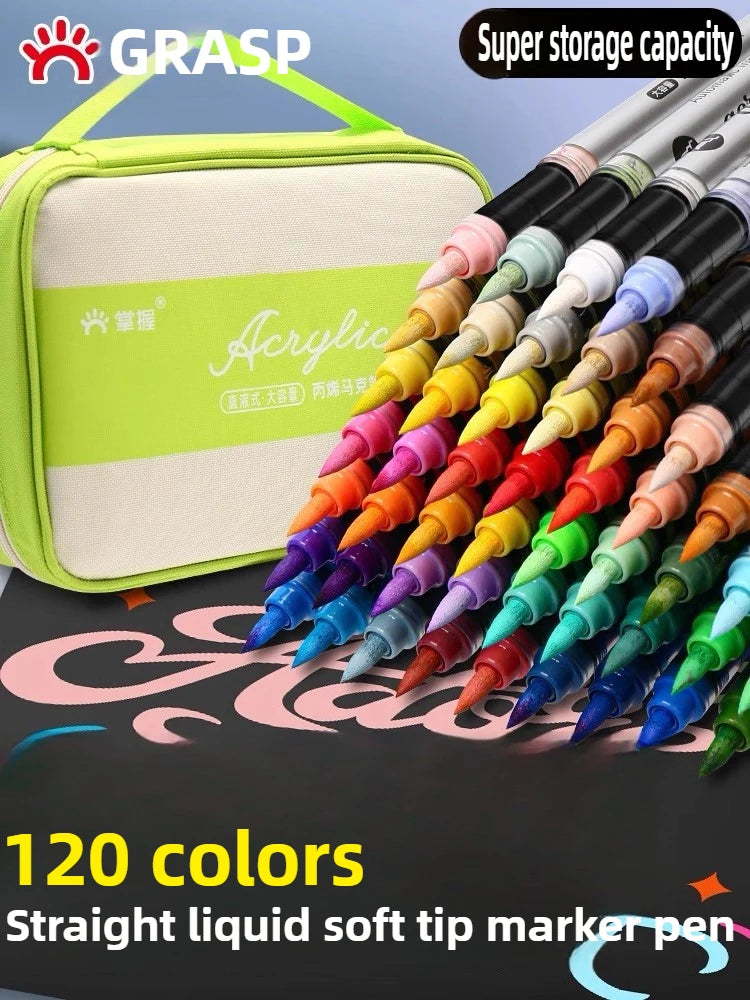 Grasp 120/1 Colors Acrylic Paint Pens Markers Brush