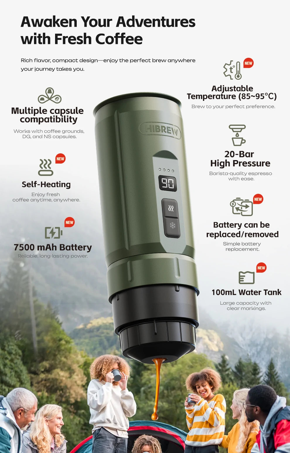 Hibrew H4c Espresso Coffee Machine 3in1 Travel Coffee