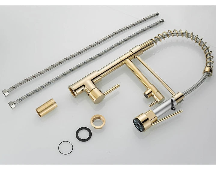 Gold Stainless Steel Faucet Cold Water Mixers Hole