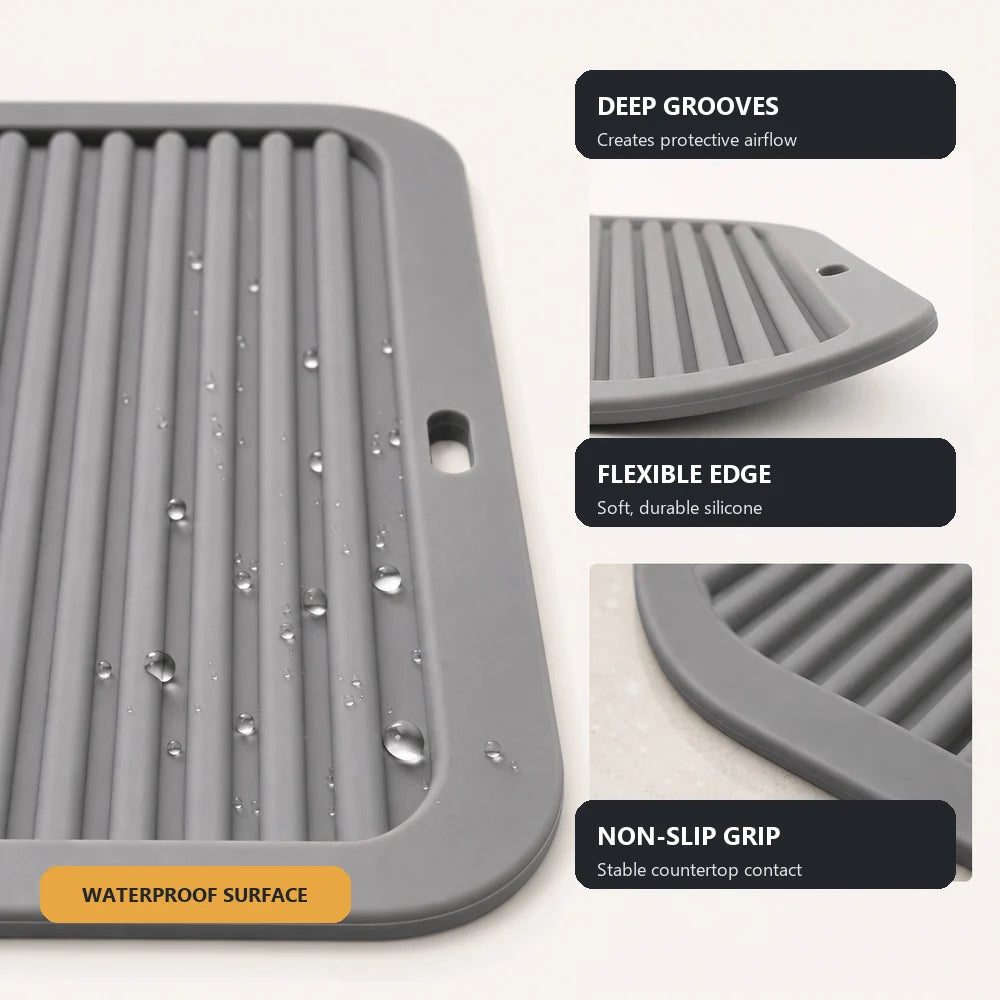 1pc Silicone Dish Drying Mat Silicone Trivets Pots