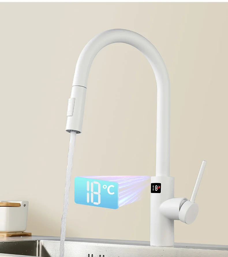 Smart Digital Touch On Faucets Pull Down Cold