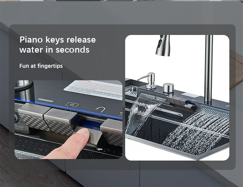 Grey Stainless Steel Digital Sink Cold Pull Out