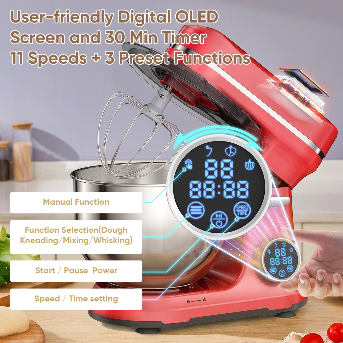 Biolomix Food Stand Mixer 1200w 11-Speeds Dc Motor