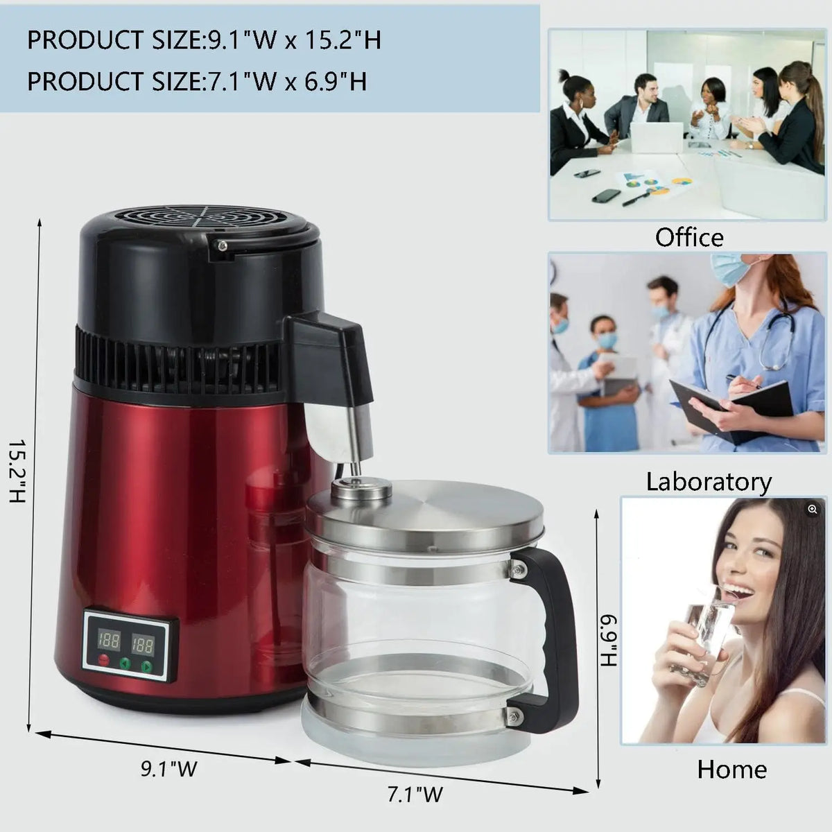 Water Distiller W/ Glass Container 750w 1gal/4l Capacity