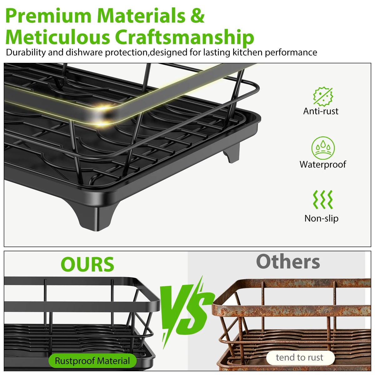 Countertop Dish Drying Rack Adjustable Plate Organizer Drainboard